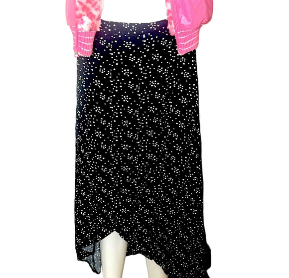 Y2K Forever 21 Maxi Skirt Navy Romantic Star Pattern Pleated Size Medium Rare - Picture 1 of 12